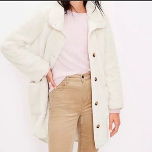 LOFT Sherpa Funnel Neck Coat Shacket XXL